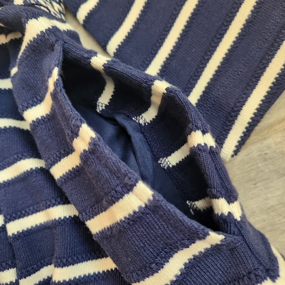 Tommy Bahama Midi Dress XL Navy Blue Cotton Sun Harbor Striped Kaftan New $200 - Picture 11 of 16